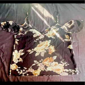 Floral off the shoulder with straps shirt.
